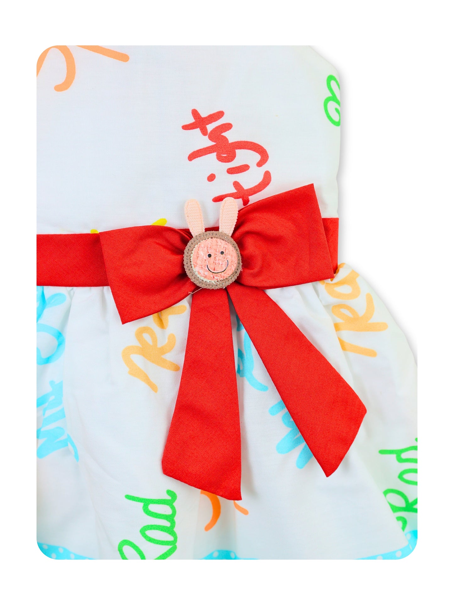 Enfance Sleeveless Floral Applique & Printed Dress - Orange