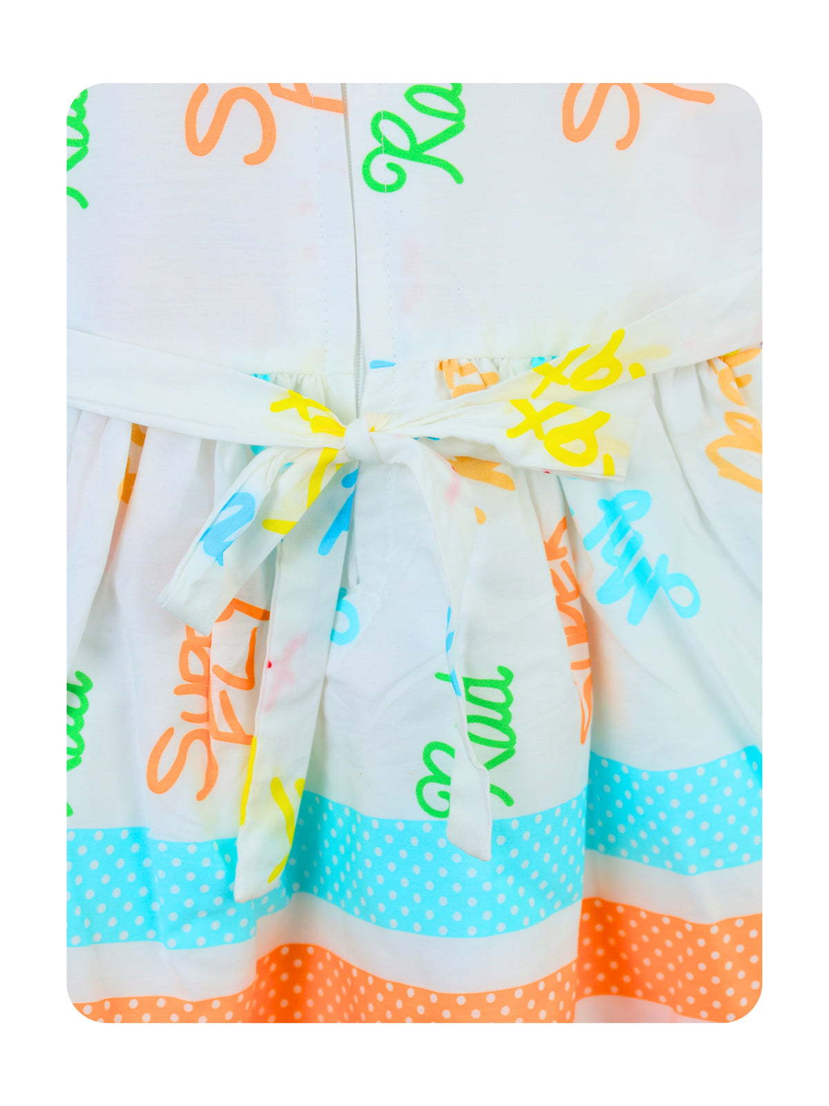 Enfance Sleeveless Floral Applique & Printed Dress - Orange