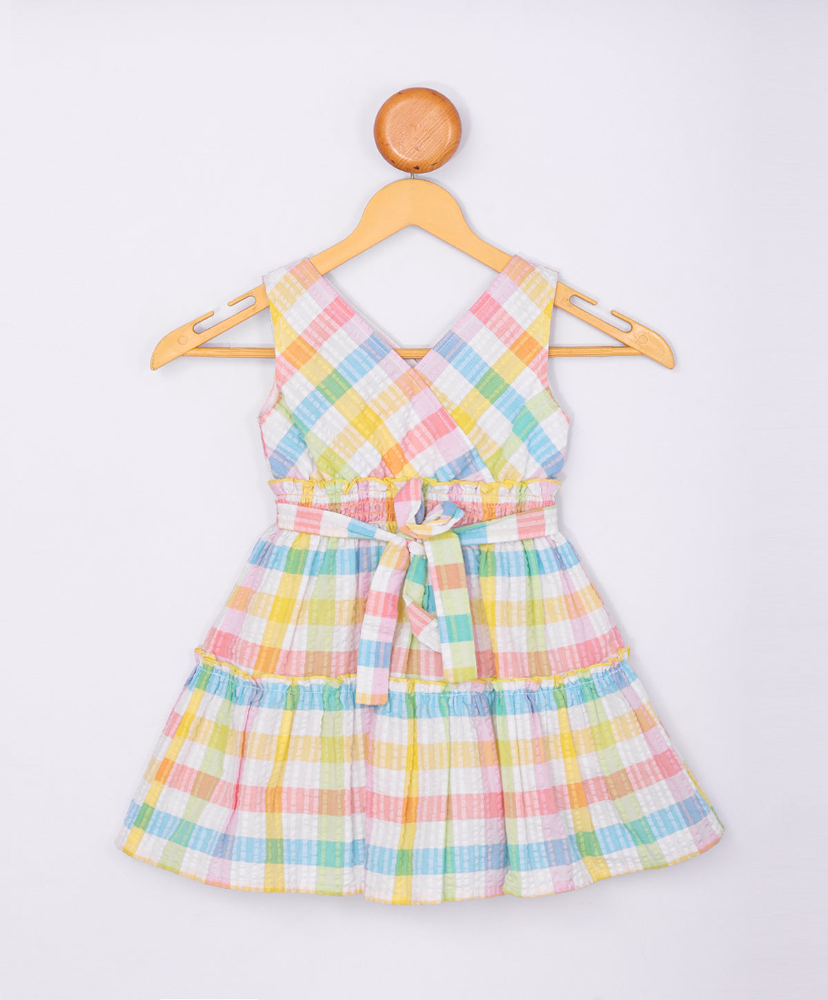 Enfance Sleveelees Multi Color Strip Printed Casual Dress -Multi