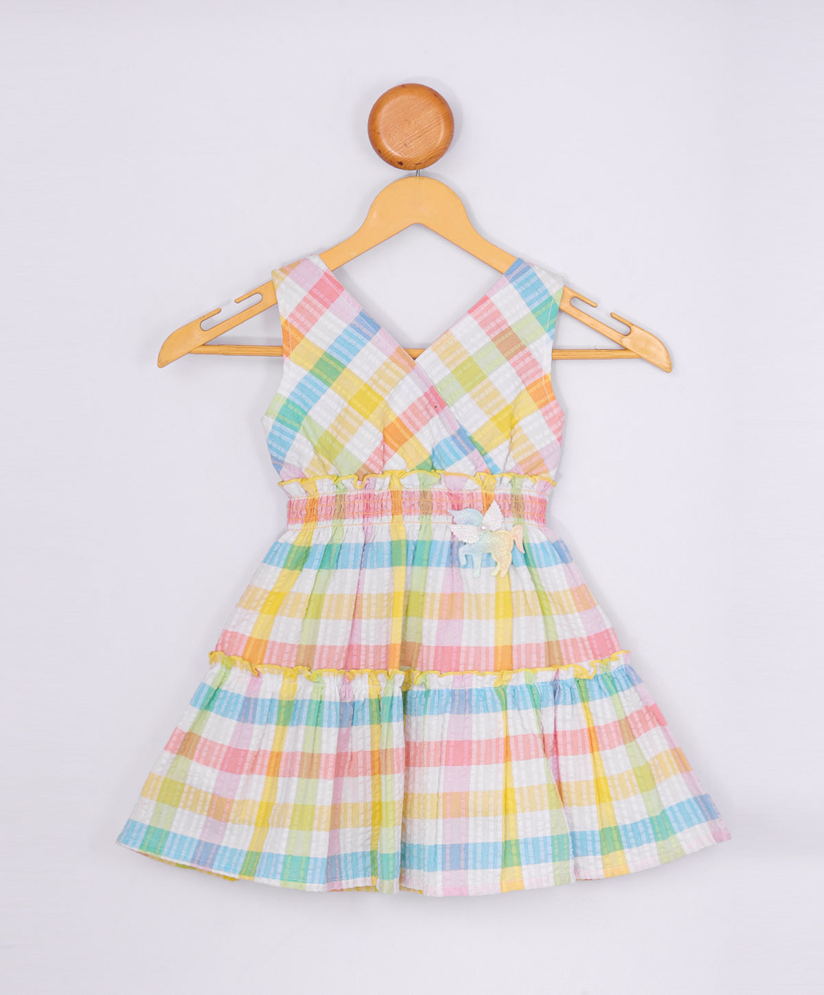 Enfance Sleveelees Multi Color Strip Printed Casual Dress -Multi
