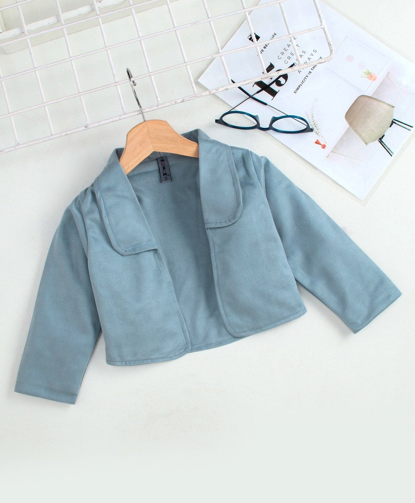 Enfance Full Sleeves Solid Short Jacket -Grey