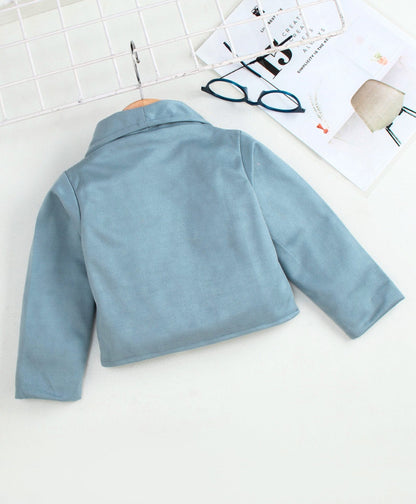 Enfance Full Sleeves Solid Short Jacket -Grey