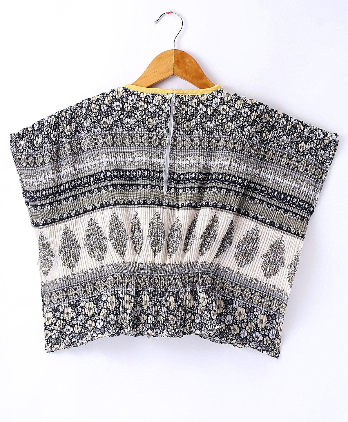 Enfance Half Sleeves Top With Pleated Skirt-Yellow