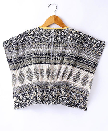Enfance Half Sleeves Top With Pleated Skirt-Yellow