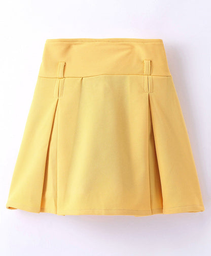 Enfance Half Sleeves Top With Pleated Skirt-Yellow