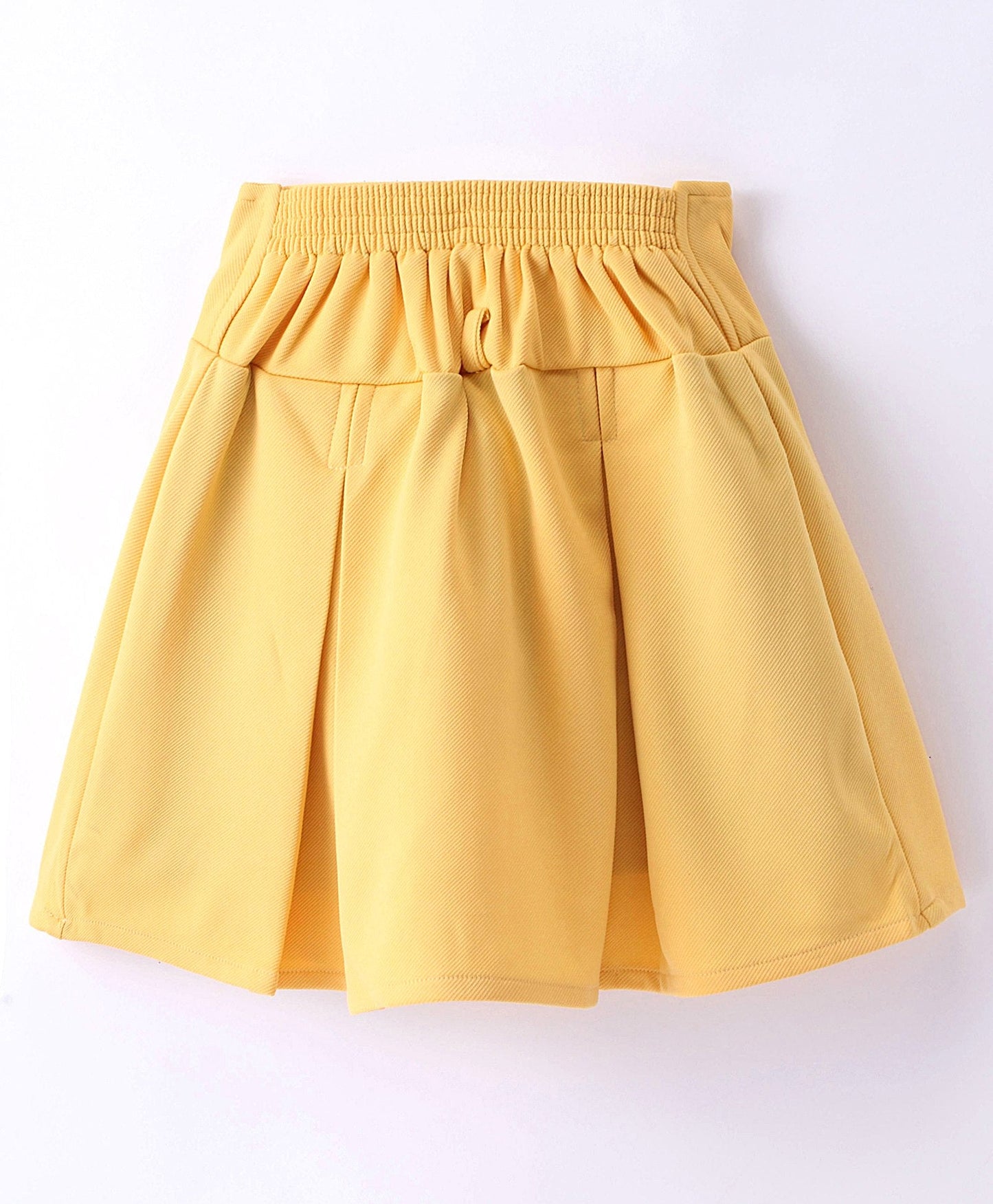 Enfance Half Sleeves Top With Pleated Skirt-Yellow