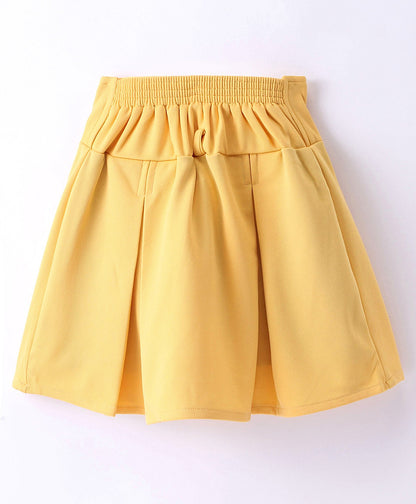 Enfance Half Sleeves Top With Pleated Skirt-Yellow