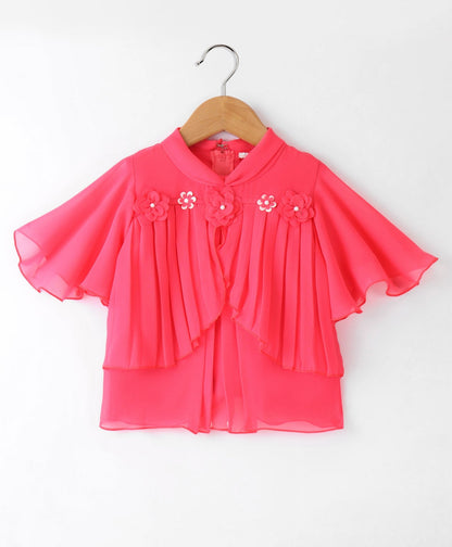 Enfance Core Bell Sleeves Top With Printed Skirt-Gajari