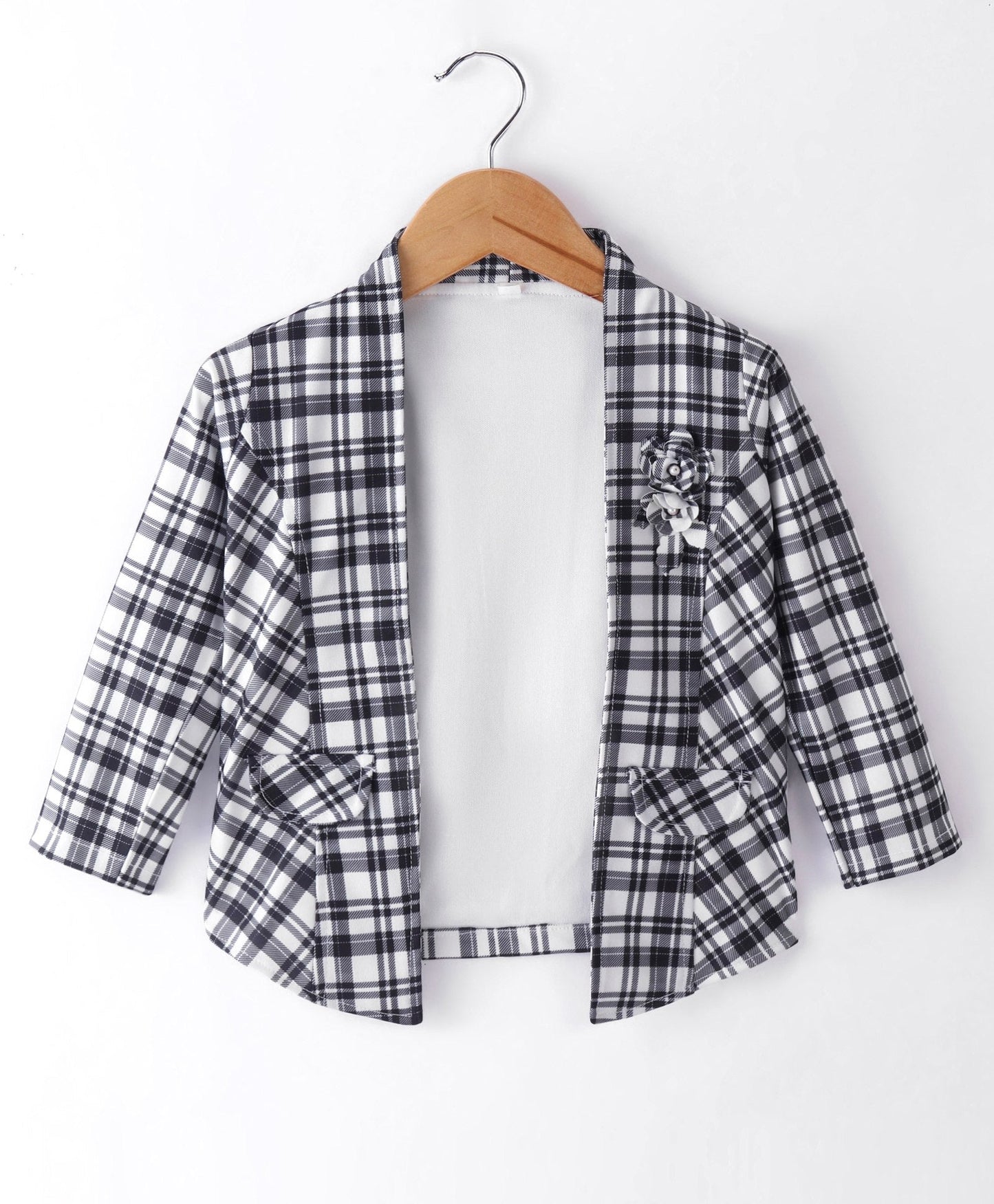 Enfance Core Full Sleeves Dress With Checked Jacket-Red