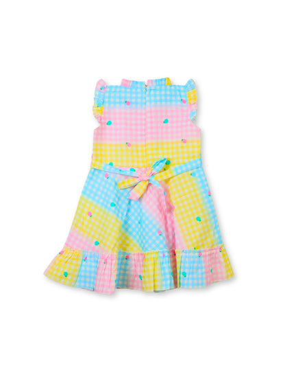 Enfance Short Sleeves Polka Dot Printed Dress - Pink