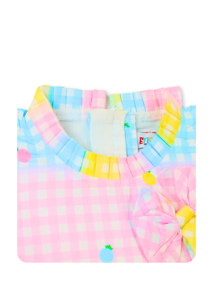 Enfance Short Sleeves Polka Dot Printed Dress - Pink