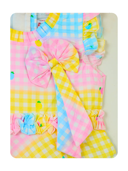 Enfance Short Sleeves Polka Dot Printed Dress - Pink