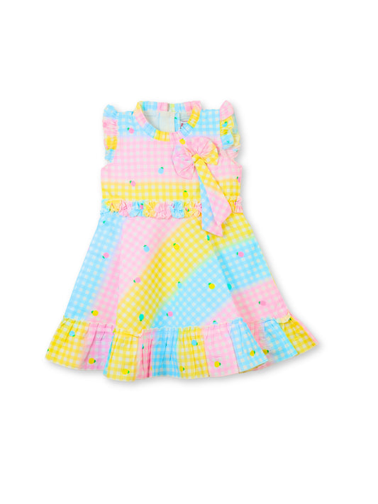 Enfance Short Sleeves Polka Dot Printed Dress - Pink