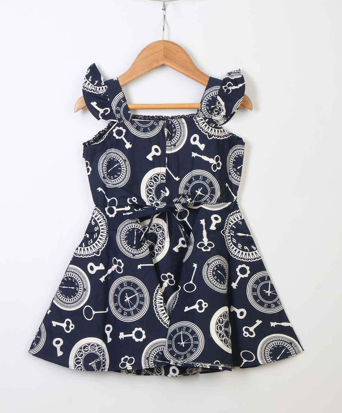 Enfance  Flared Sleeves Printed Dress - Blue