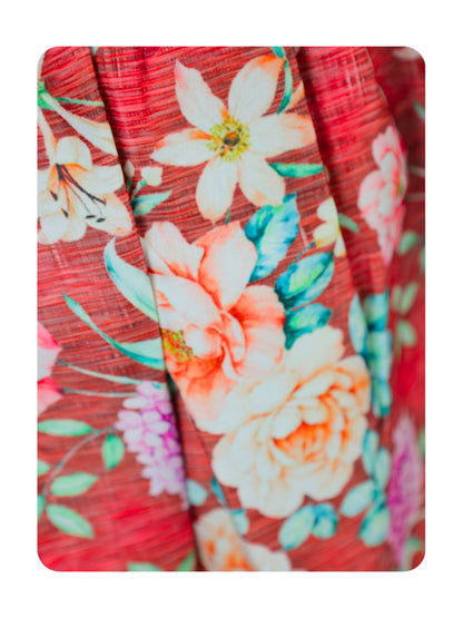 Enfance Sleeveless Floral Applique & Printed Dress - Peach