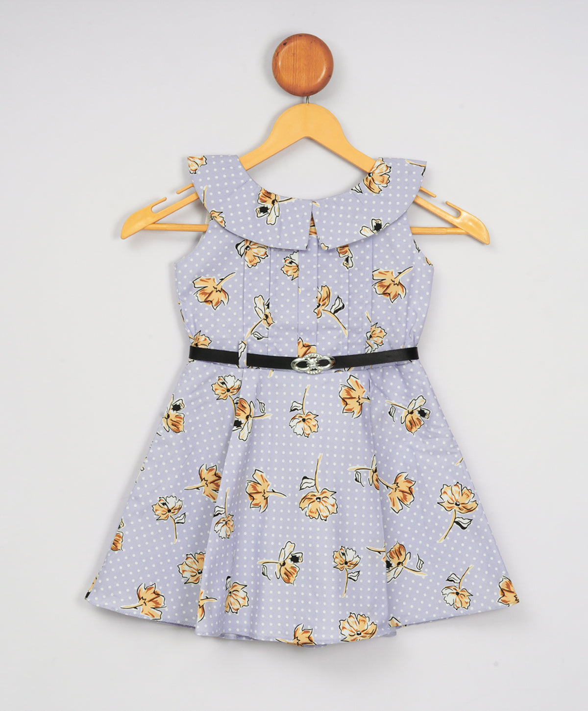 Enfance Cap Sleeves Floral Printed Box Pleated Fit & Flare Dress-Dust Pink