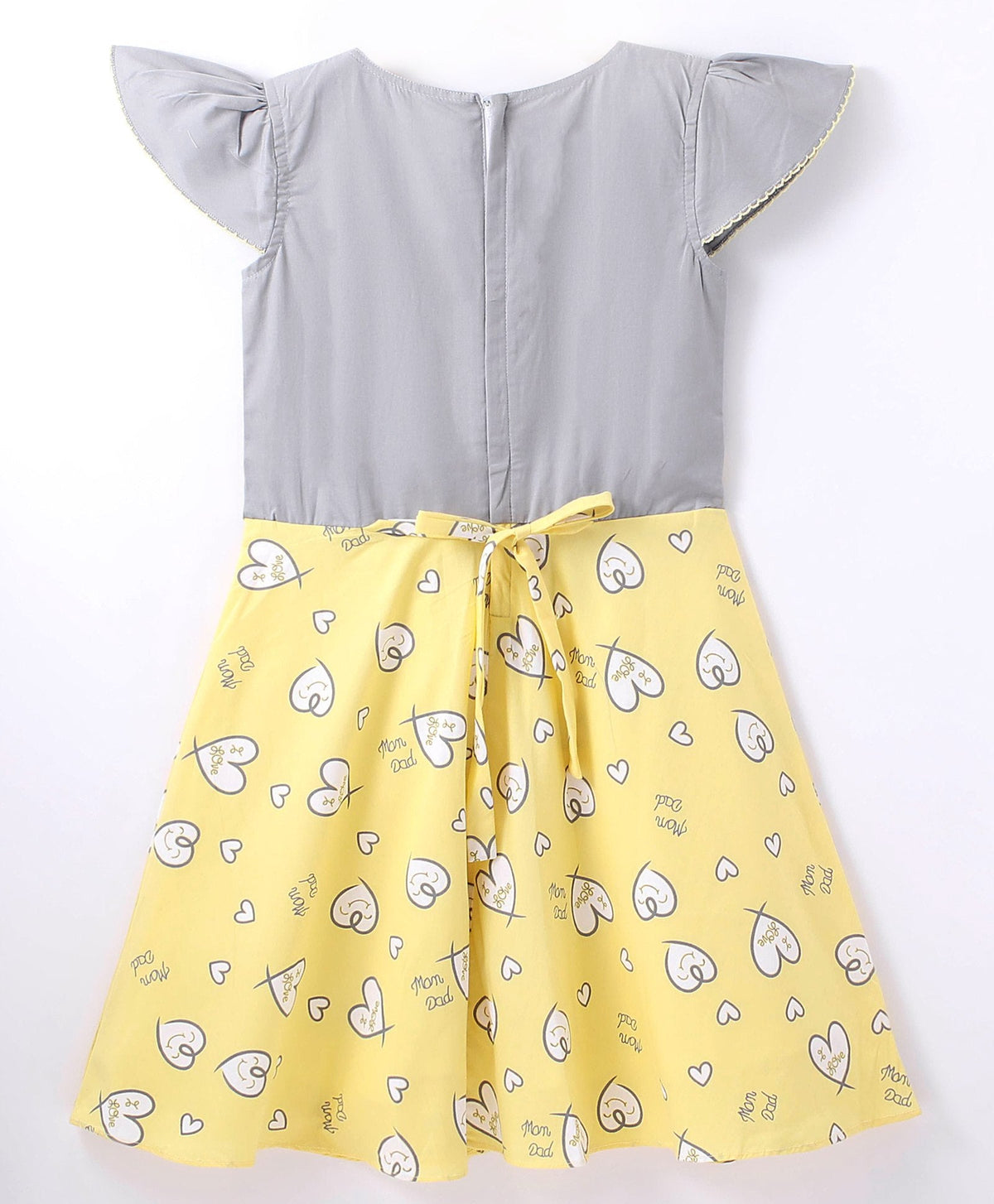 Enfance Half Sleeves Heart Print Dress-Lemon