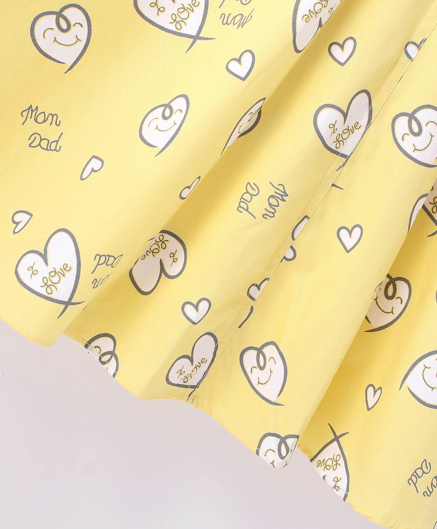 Enfance Half Sleeves Heart Print Dress-Lemon