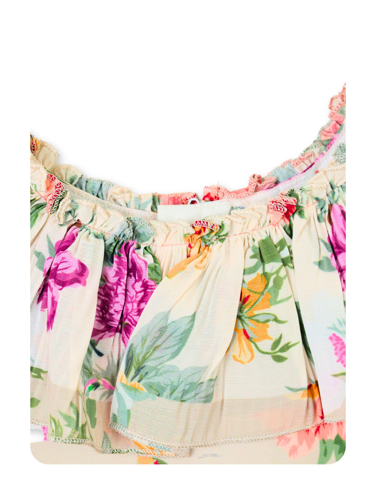 Enfance Half Sleeves All Over Printed Floral Applique Dress - Peach