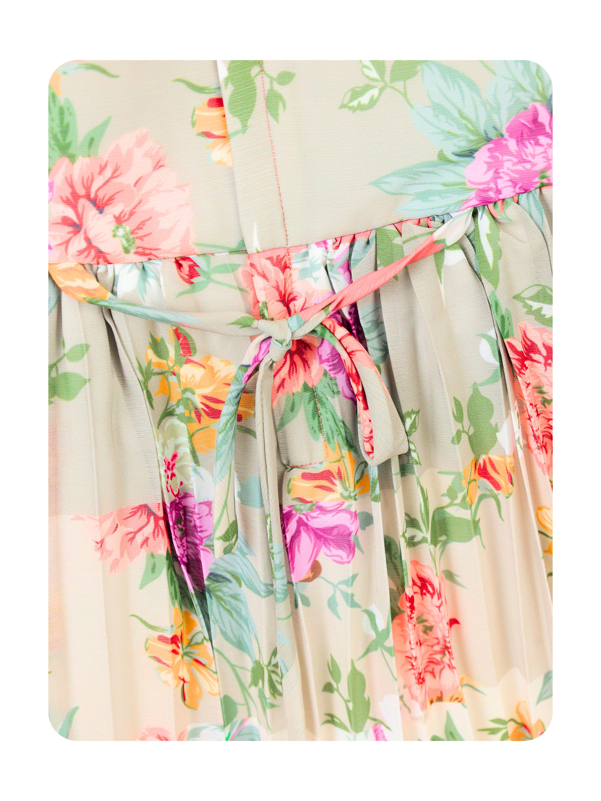 Enfance Half Sleeves All Over Printed Floral Applique Dress - Peach