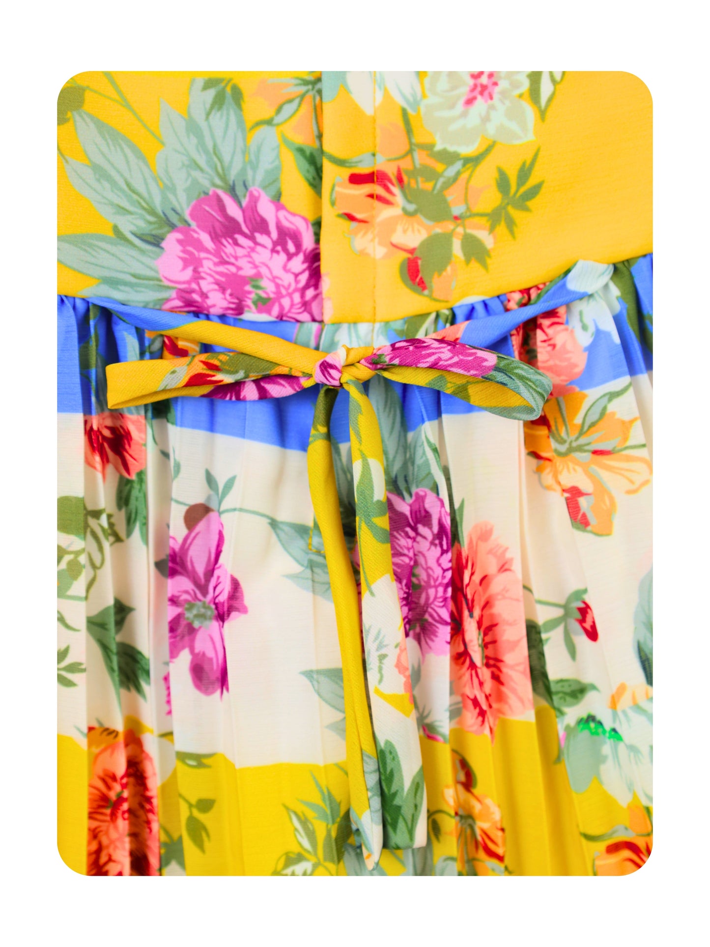 Enfance Half Sleeves All Over Printed Floral Applique Dress - Lemon
