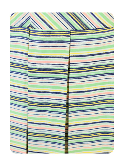 Enfance Half Sleeves All Over Striped Printed Floral Applique Dress - Pista