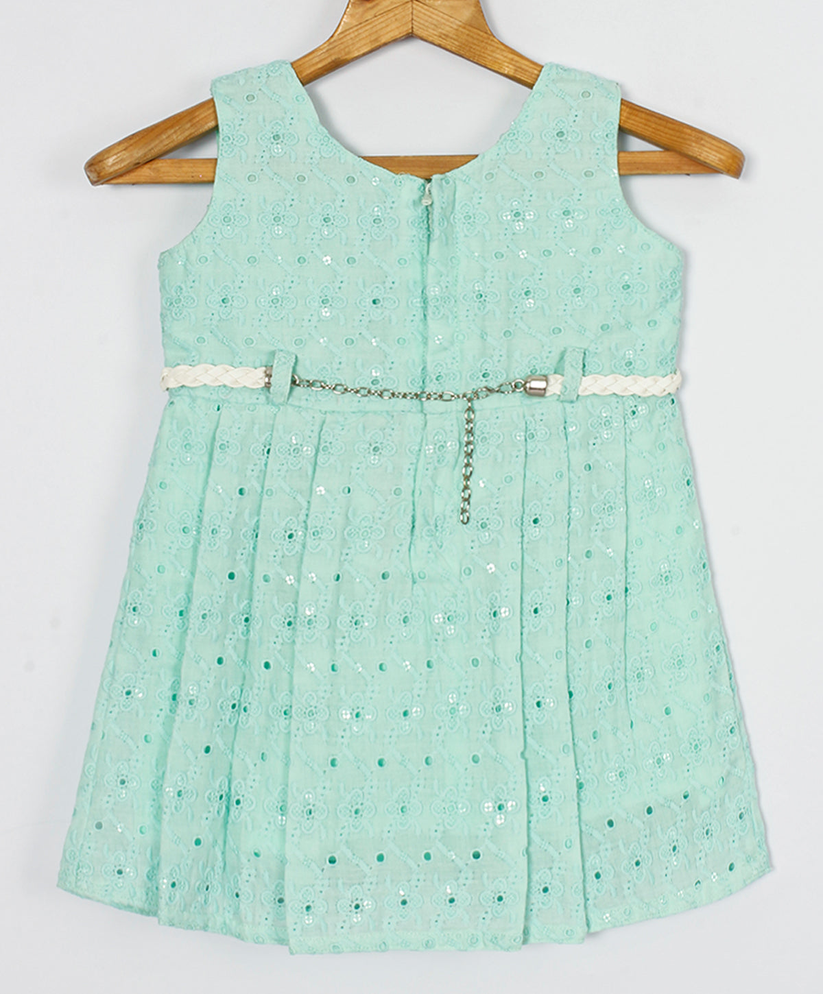 Enfance Sleeveless Sequins Embroidery Casual Dress - S.Green