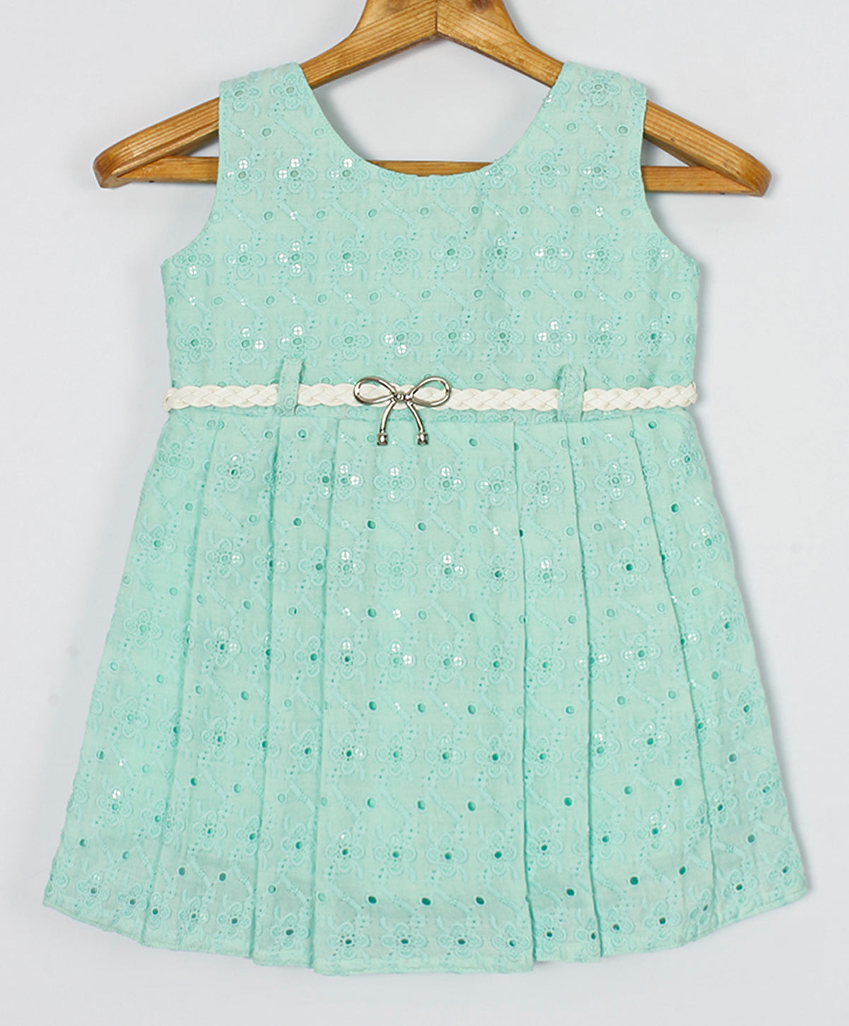 Enfance Sleeveless Sequins Embroidery Casual Dress - S.Green