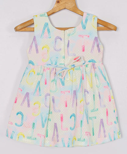 Enfance Sleeveless Alphabet Printed Casual Dress - Pink