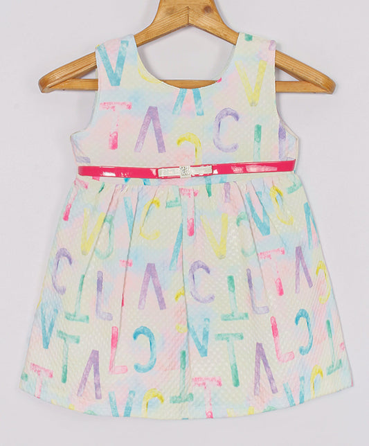 Enfance Sleeveless Alphabet Printed Casual Dress - Pink
