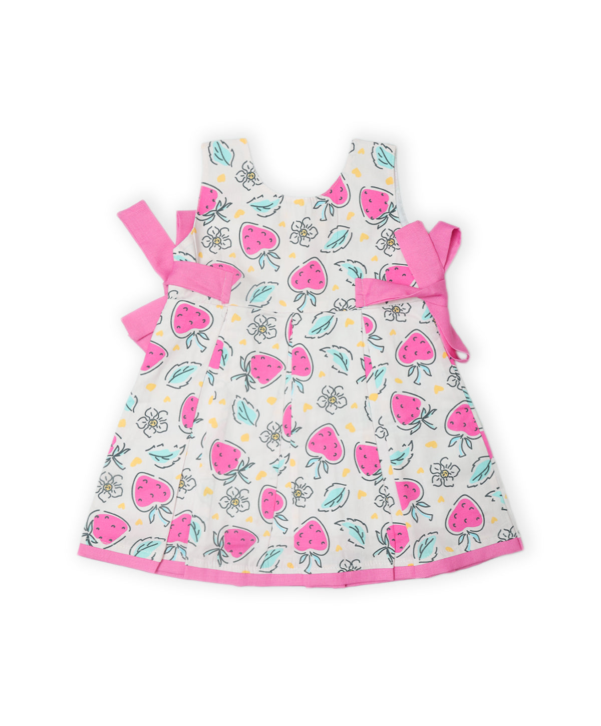 Enfance Sleeveless Strawberry & leaves Printed Dress-Pink