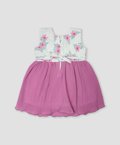 Enfance Sleeveless Flower Printed Casual Dress-Onion Pink
