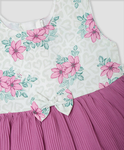Enfance Sleeveless Flower Printed Casual Dress-Onion Pink