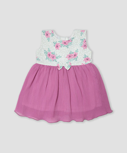 Enfance Sleeveless Flower Printed Casual Dress-Onion Pink