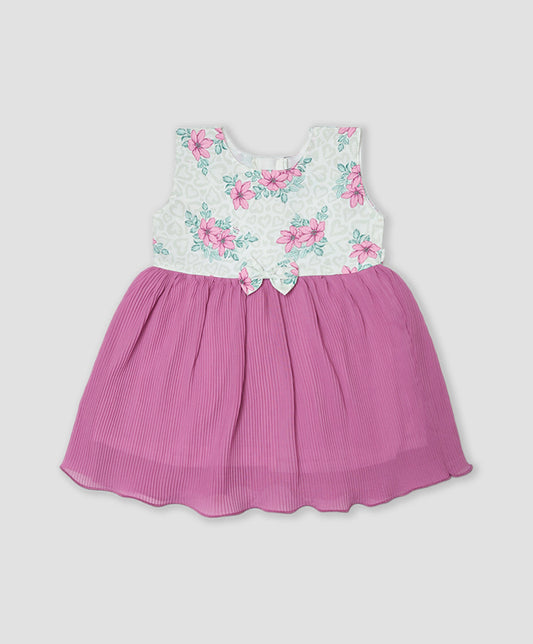 Enfance Sleeveless Flower Printed Casual Dress-Onion Pink