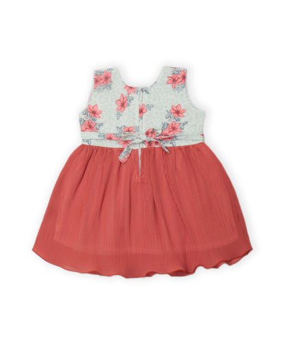 Enfance Sleeveless Flower Printed Casual Dress-Peach