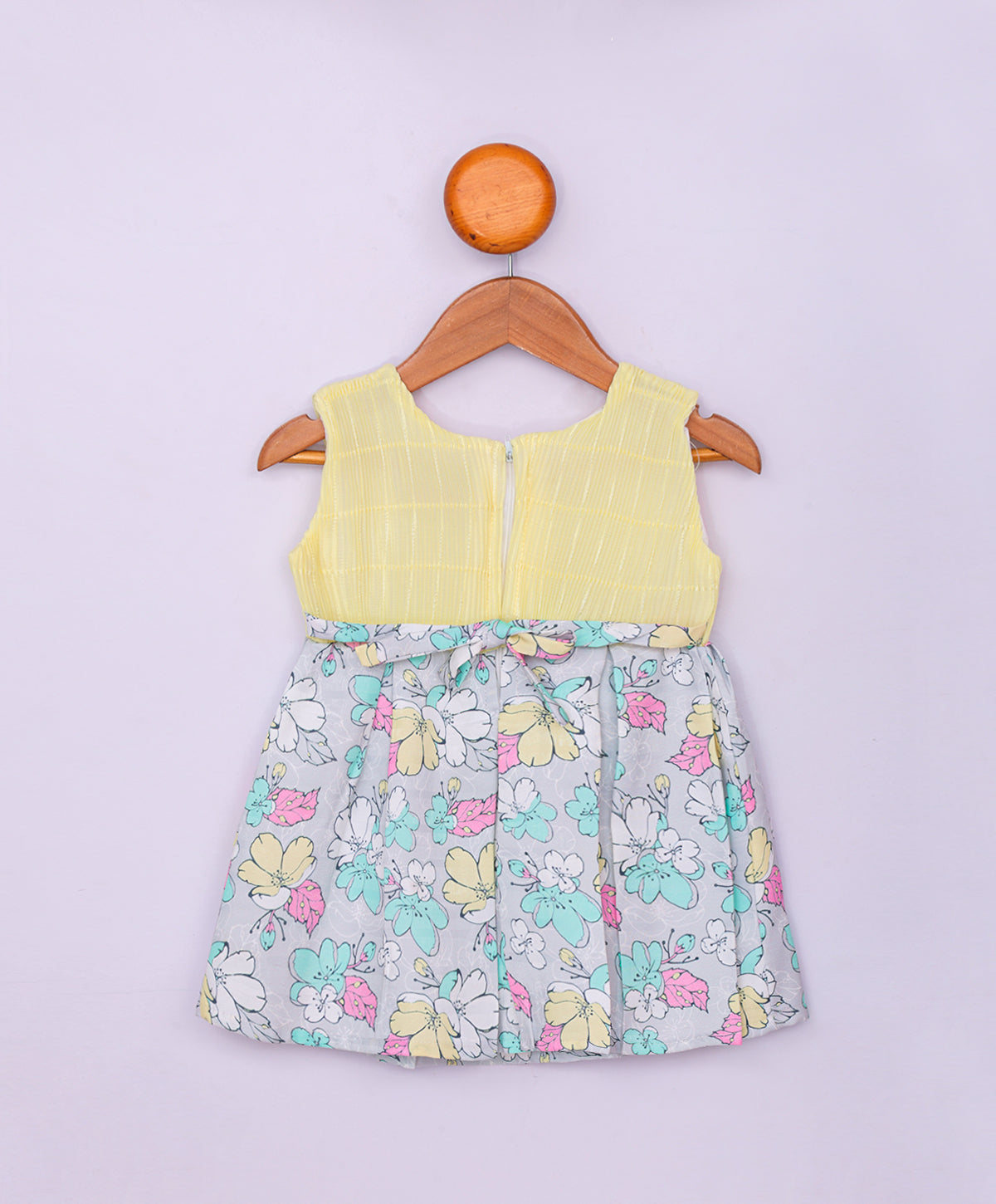 Enfance Sleeveless Flower Printed Casual Dress-Lemon