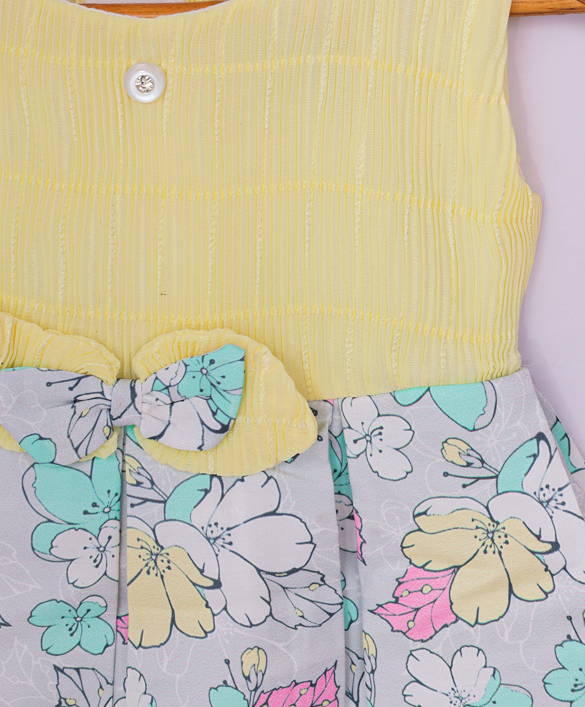 Enfance Sleeveless Flower Printed Casual Dress-Lemon