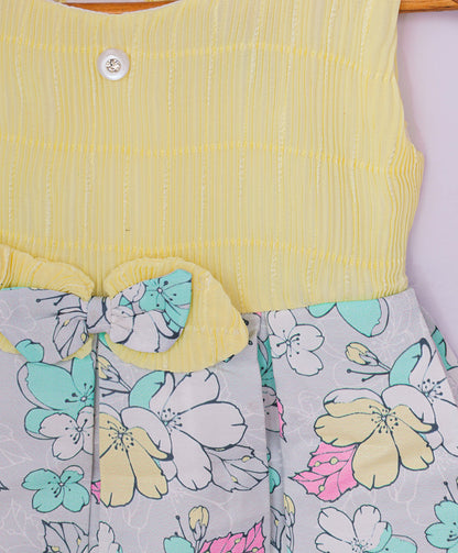 Enfance Sleeveless Flower Printed Casual Dress-Lemon