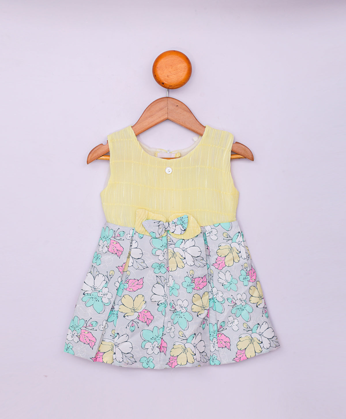 Enfance Sleeveless Flower Printed Casual Dress-Lemon