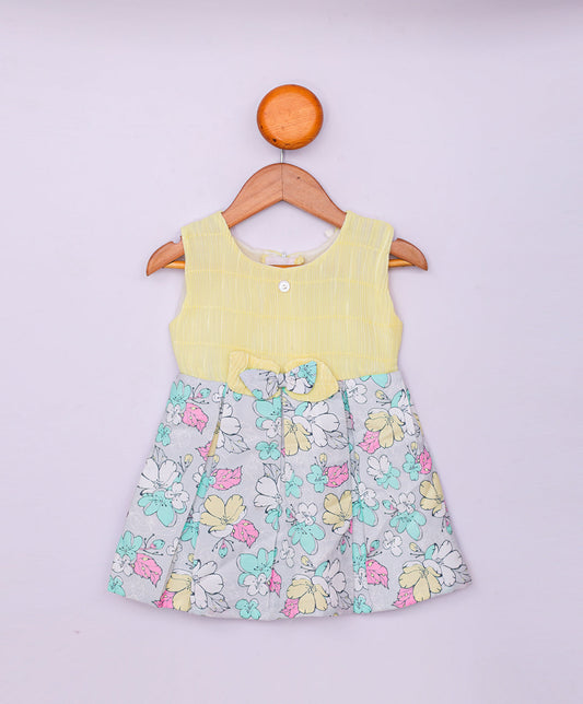 Enfance Sleeveless Flower Printed Casual Dress-Lemon