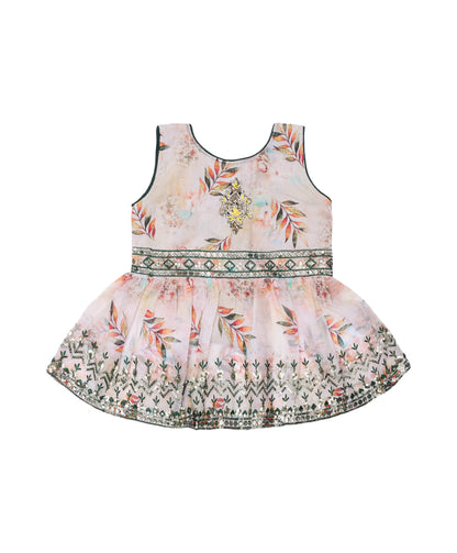 Enfance Puff Sleeves Kurti Set With Dupatta Embroidered Ethnic Design - D.Green