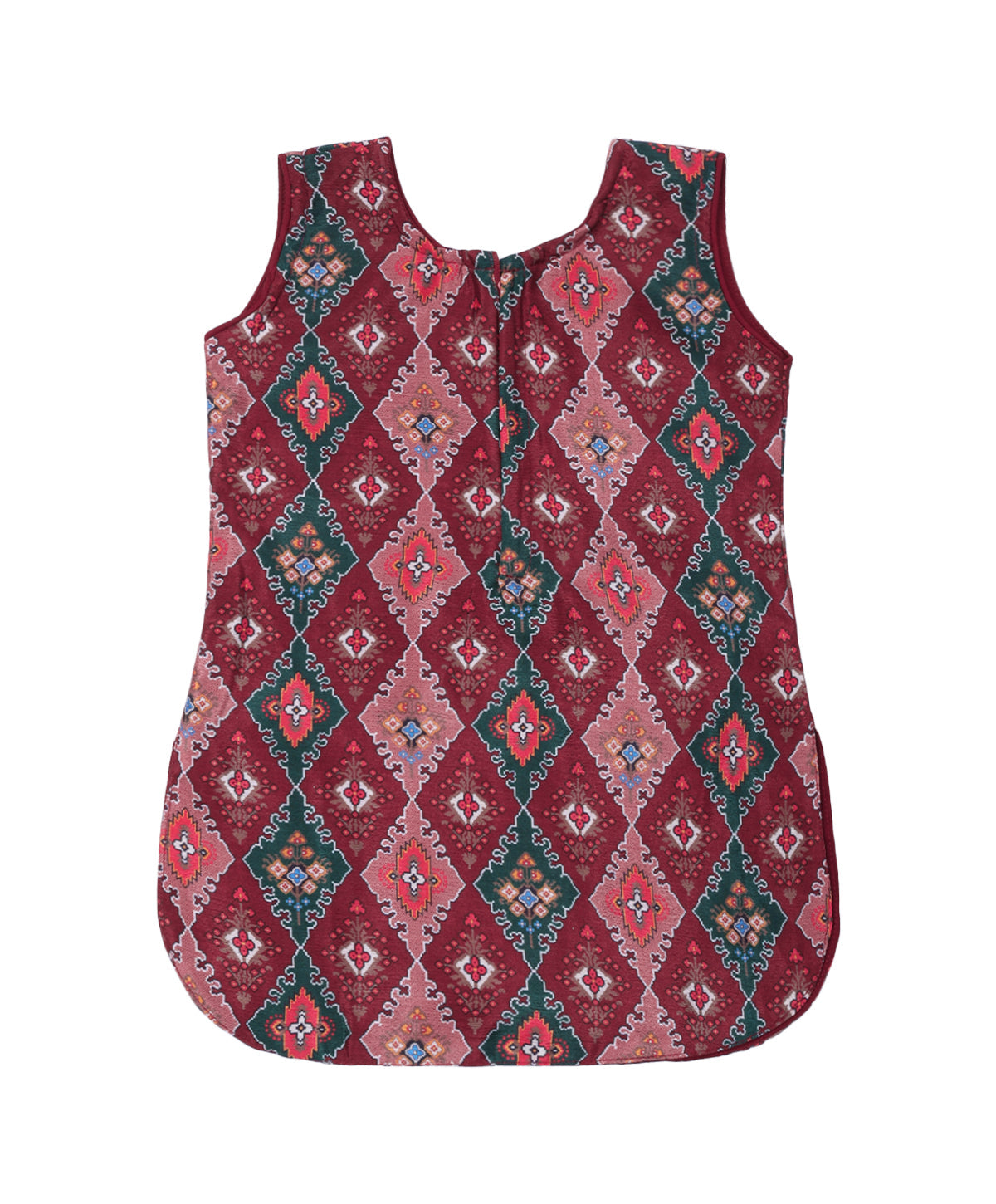 Enfance Cotton Woven Full Sleeves Kurti Palazzo And Dupatta With Ikat Print - Maroon