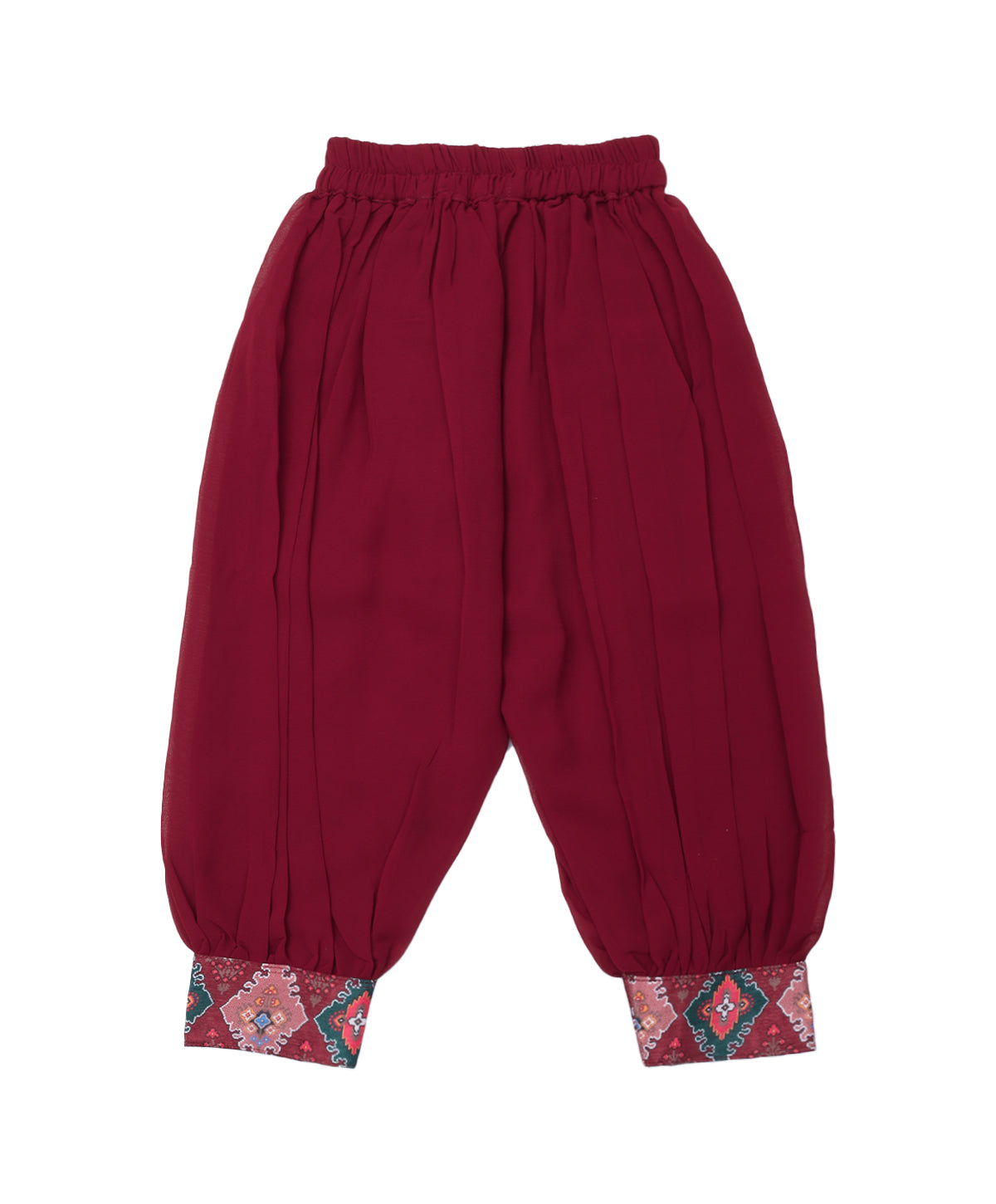 Enfance Cotton Woven Full Sleeves Kurti Palazzo And Dupatta With Ikat Print - Maroon