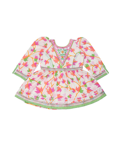 Enfance Three Fourth Sleeves Floral Printed & Sequin Embellished Kurta & Sharara Set - Green