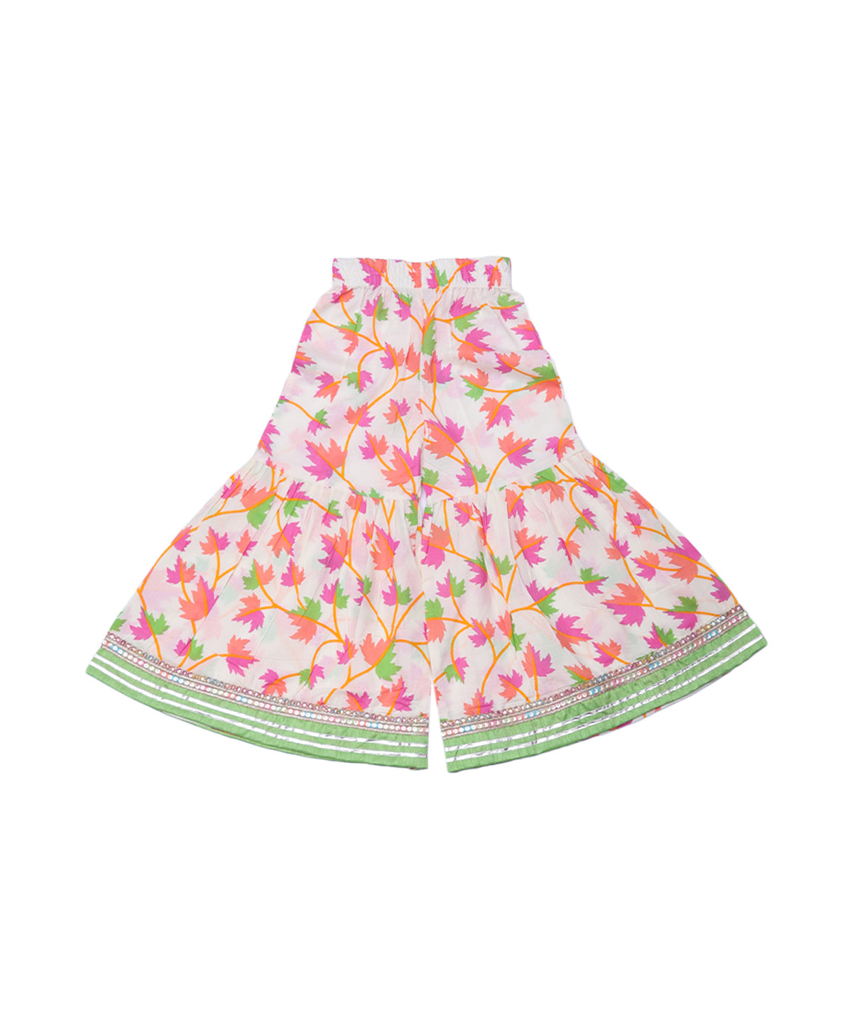 Enfance Three Fourth Sleeves Floral Printed & Sequin Embellished Kurta & Sharara Set - Green