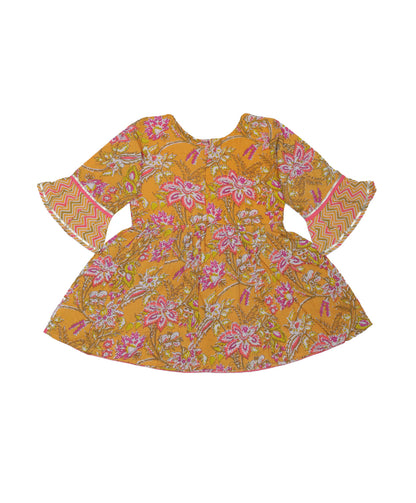 Enfance Cambric Three Fourth Sleeves Kurti Palazzo and Dupatta Set Floral Paisley Print - Pink