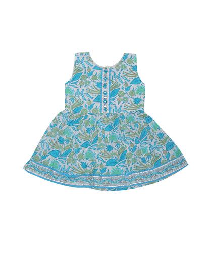 Enfance Three Fourth Sleeves Floral Printed & Gota Lace Embellished Coordinating Kurta & Pant Set - S.Blue