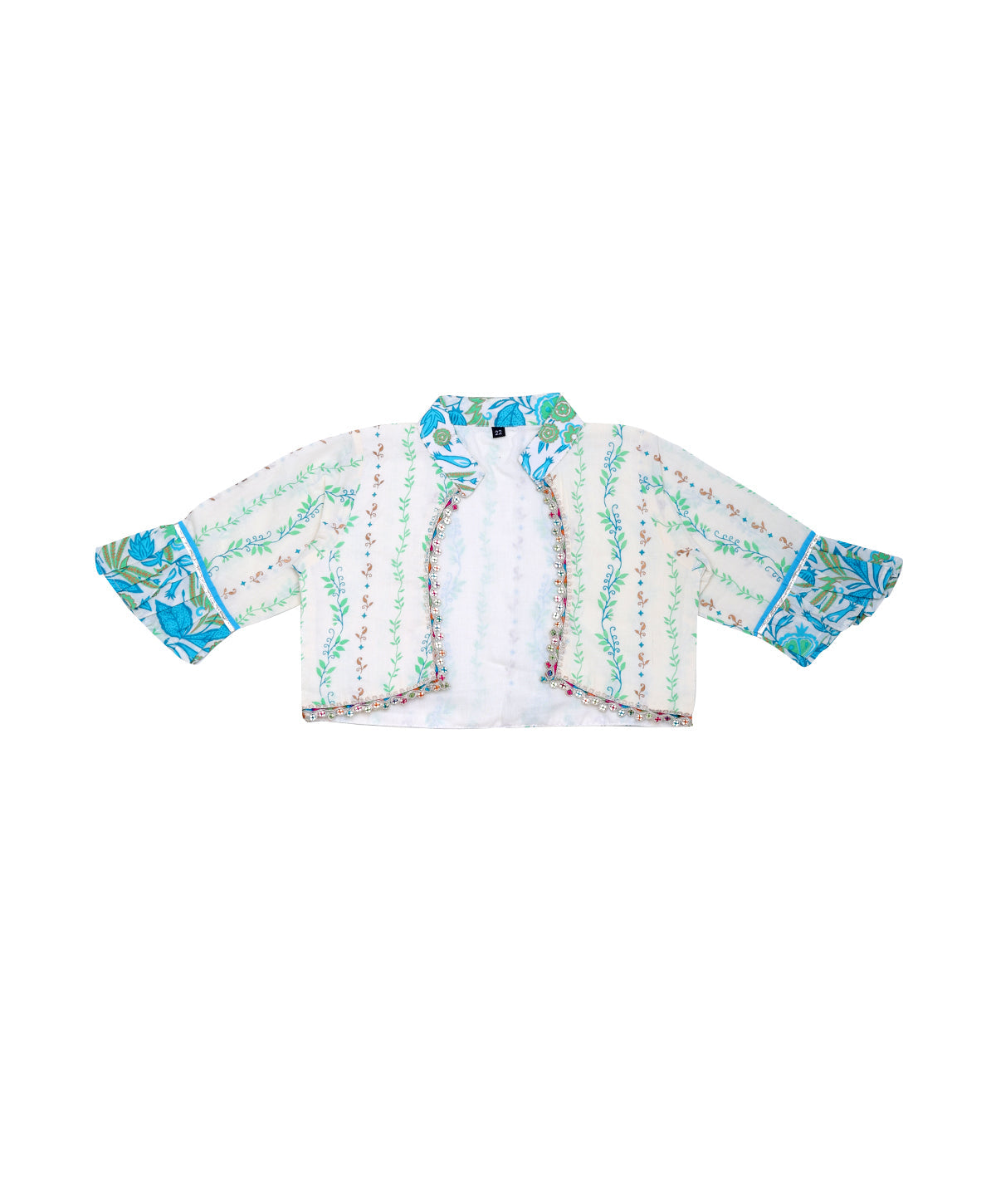 Enfance Three Fourth Sleeves Floral Printed & Gota Lace Embellished Coordinating Kurta & Pant Set - S.Blue