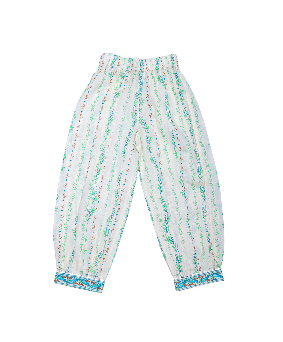 Enfance Three Fourth Sleeves Floral Printed & Gota Lace Embellished Coordinating Kurta & Pant Set - S.Blue